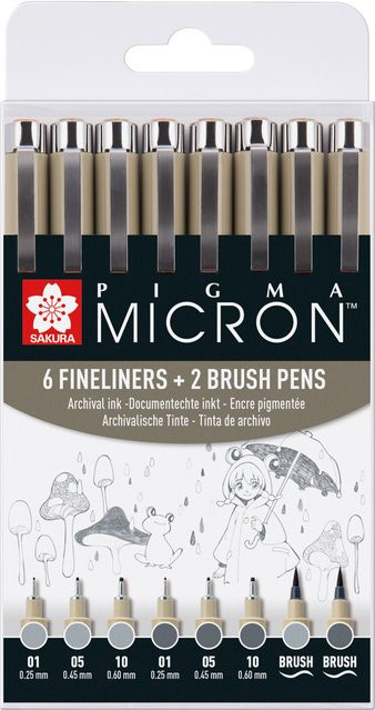 SAKURA Pigma Micron Fineliner Set Pigment Liner in Kaltgrau und Kaltgrau Hell - Bild 1