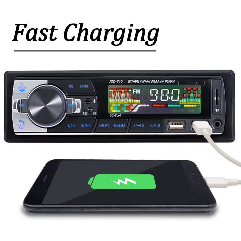 Hippcron 1 DIN Autoradio mit Bluetooth, MP3-Player, FM-Empfänger, AUX, USB und TF-Karte in Schwarz - Bild 3