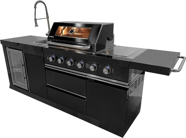 Buschbeck Outdoor-Küche Cambridge Gasgrill in Schwarz mit Unterschrank und Edelstahl-Elementen - Bild 1