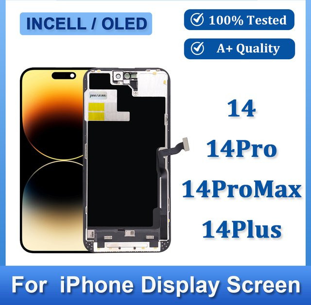 LCD Incell OLED Display Ersatzteil mit Digitizer-Baugruppe für iPhone 14, 14 Pro, 14 Pro Max und 14 Plus in Schwarz - Bild 1