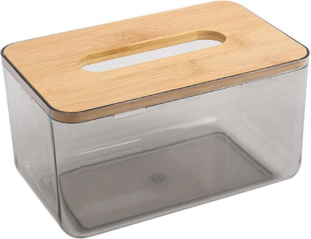 OutsideWorld Taschentuchspenderbox aus PET und Holz in Transparent und Beige - Bild 1