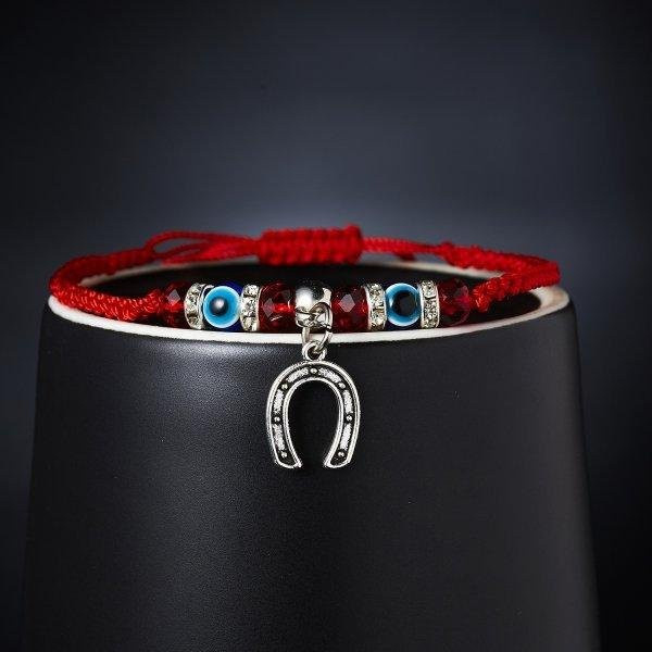 Armband Lucky Eye Blue Evil Eye Charms, Rote Schnur, Unisex - Bild 1