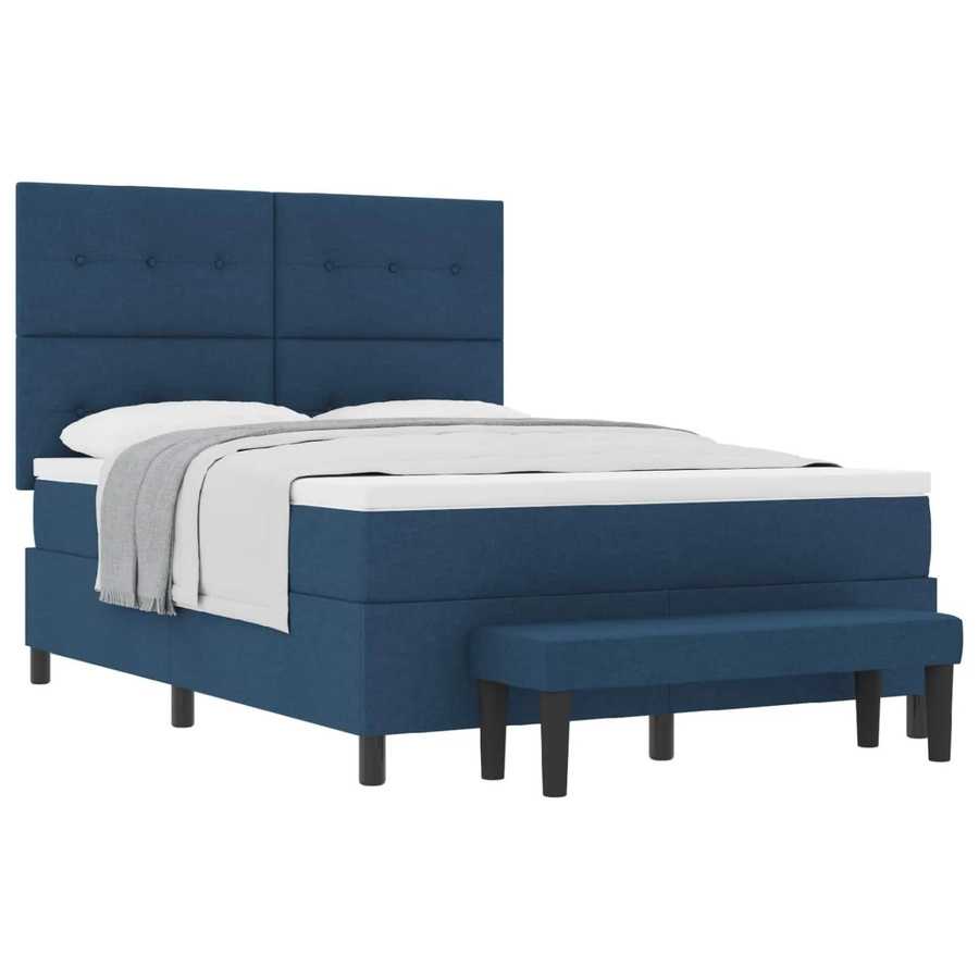 vidaXL Boxspringbett mit Matratze und Kopfteil in Blau, B/T/H: 140 x 200 x 144 cm, moderner Stoffbezug mit Hybrid-Federkern und Schaumstoff - Bild 2