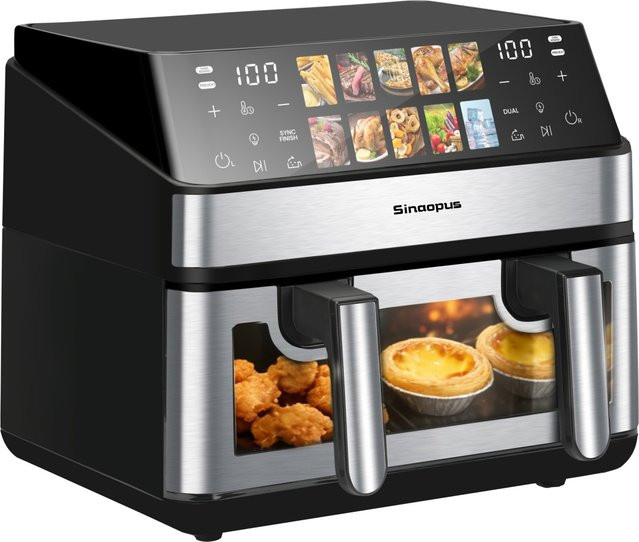 Sinaopus Heißluftfritteuse mit Touch-Steuerung und Digitalanzeige, 8,5 l, Schwarz - Bild 1