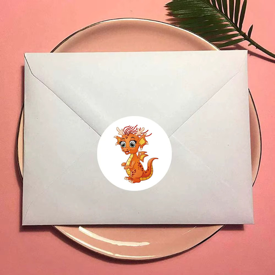 TYFYO Dinosaurier-Aufkleber für Kinder, runde Tier-Motiv Aufkleber aus Papier, Mehrfarbig, Durchmesser: 2,5 cm - Bild 3