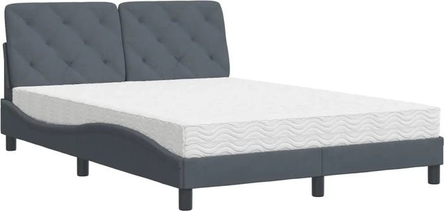 vidaXL Bett mit Matratze aus Samt in Dunkelgrau, B/T/H: 120 x 200 x 17 cm - Bild 1