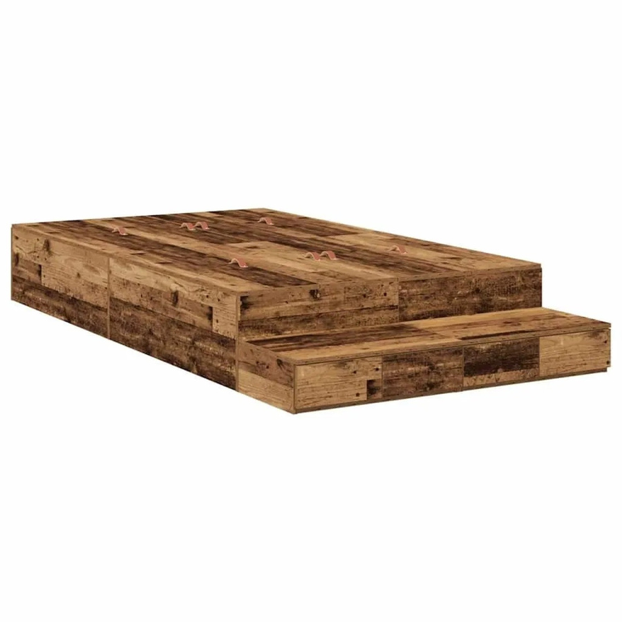 vidaXL Aufbewahrungsbettgestell aus Kiefernholz und Holzwerkstoff in Braun mit Schubladen, B/T/H: 120 x 200 x 31,5 cm - Bild 2