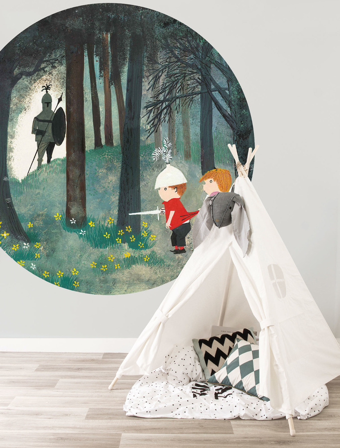 KEK Amsterdam Mural My Hero Circle Wandbild Multicolor mit Abstract Vintage Design, Durchmesser: 190 cm - Bild 1