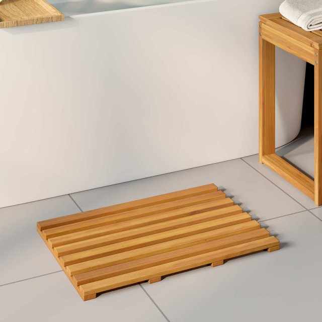 Universelle Badematte aus Holz von Yiwydaa in Braun, B/T/H: 56 x 37 x 2,5 cm - Bild 1