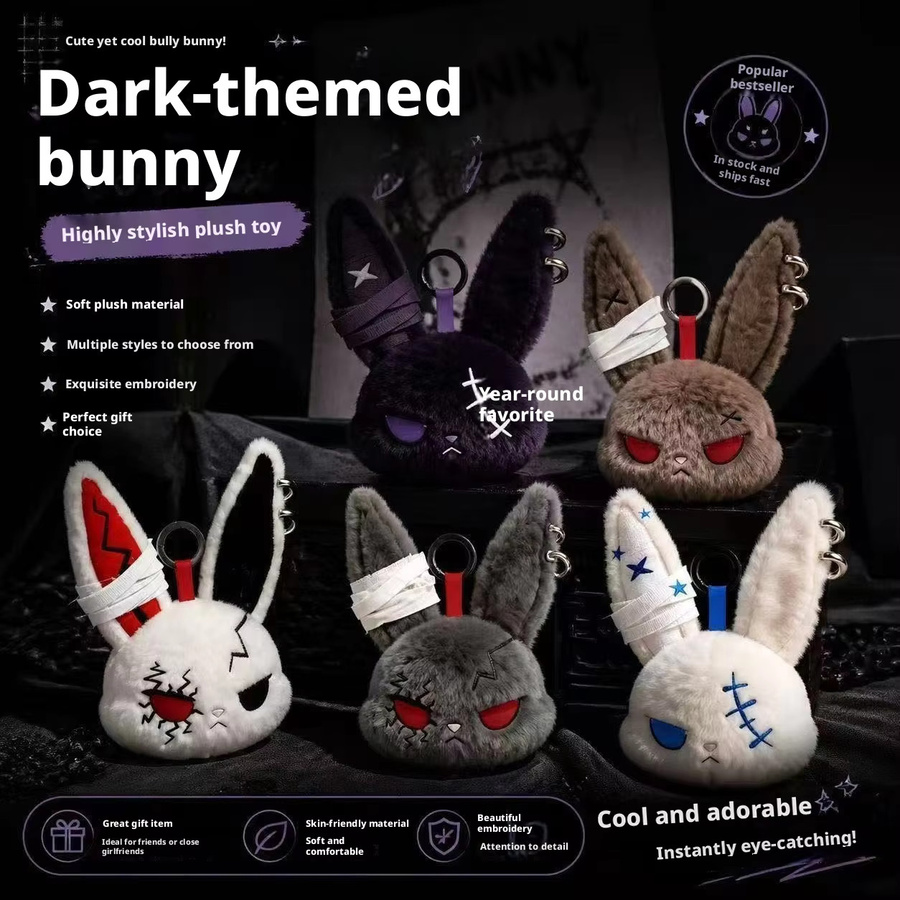 Bandai Gothic Häschen Plüsch-Schlüsselanhänger, Kaninchen-Taschenanhänger - Bild 3