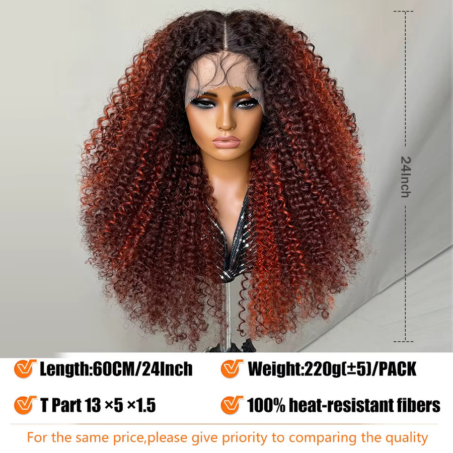 Latasha Lace Front Perücke, Jerry Curl, Ombre Burgund, 24 Zoll, Damen - Bild 2