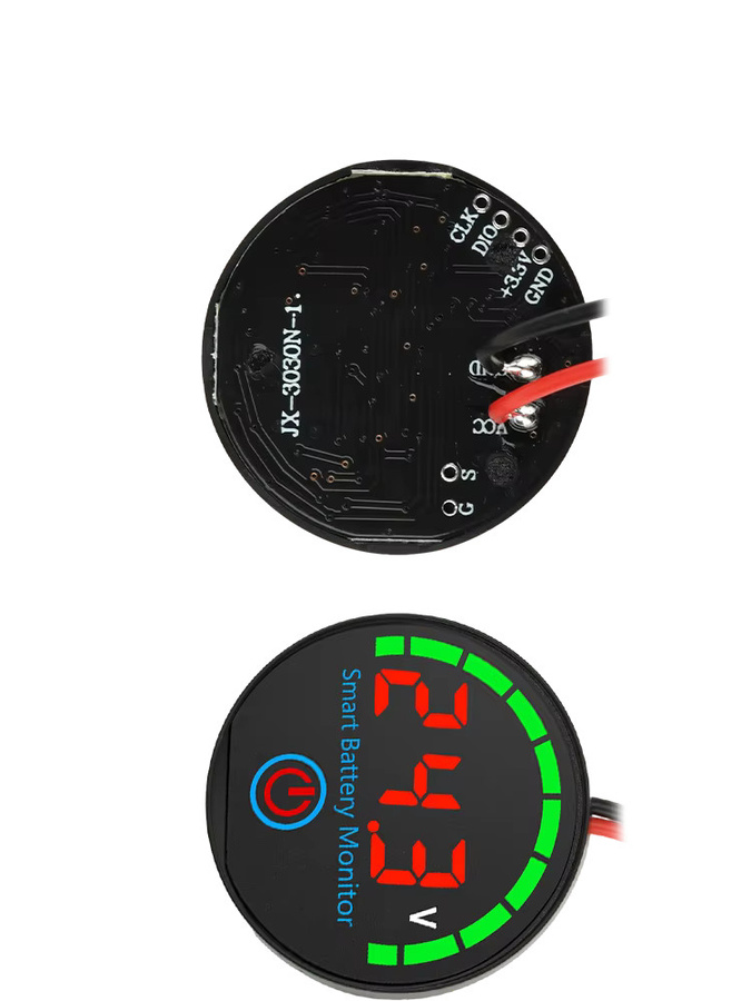 diymore Kreisförmige LED-Anzeige für DC 7–55 V als Spannungs- und Lademonitor für Säure- und Lithium-Batterien in Rot und Schwarz - Bild 6