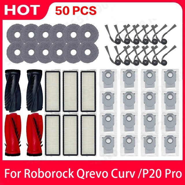 Roborock Qrevo Curv und P20 Pro Roboterstaubsauger Zubehör Set mit Hepa-Filter, Wischtuch und Staubbeutel in Multicolour - Bild 1