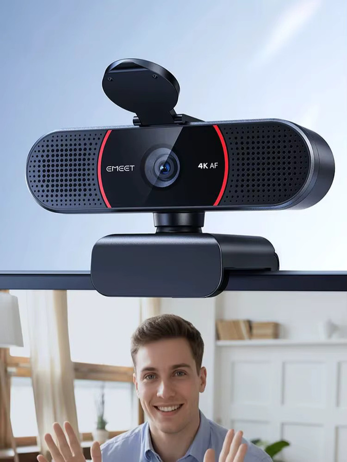 EMEET 4K UHD Webcam mit Autofokus und Mikrofonen in Schwarz für PC und Laptop - Bild 5