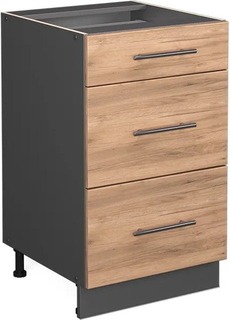 Vicco Küchenunterschrank Fame-Line in Anthrazit und Eiche mit Schubladen und Drehtür, Breite: 50 cm - Bild 2