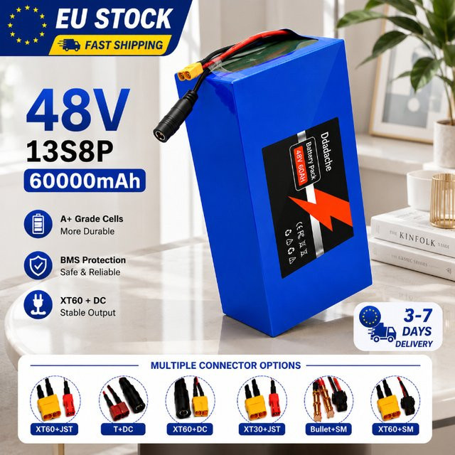 Ryobi 48V 60000mAh 13S8P Lithium-Ionen-Akku-Pack mit Smart BMS und XT60 Anschluss in Blau - Bild 1