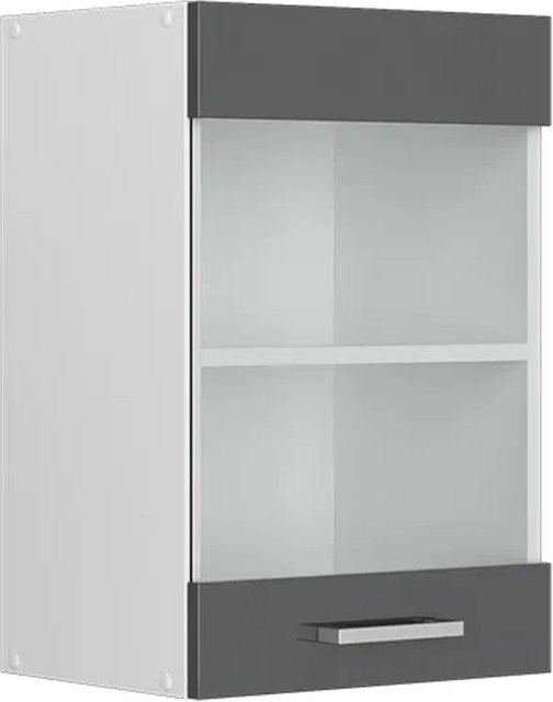 Vicco R-Line Küchen-Glashängeschrank in Anthrazit Hochglanz und Weiß mit Glastüren, B: 40 cm, H: 60 cm, T: 31 cm - Bild 1