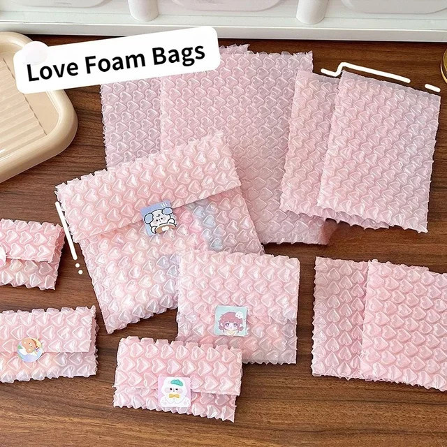 Love Express wasserdichte Luftpolstertaschen in Herzform, pink, selbstklebend, stoßfester Versandumschlag aus Kunststoff - Bild 1