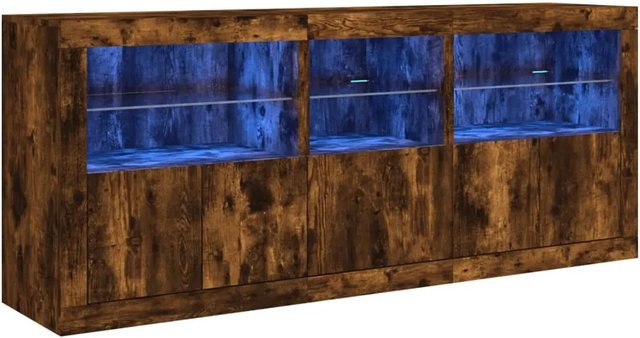 vidaXL Sideboard modern in Räuchereiche mit integrierter LED-Beleuchtung, B/T/H: 162 x 37 x 67 cm - Bild 1