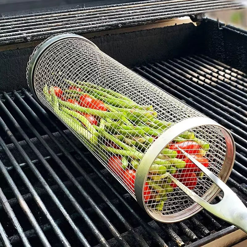 Runder Grillkorb aus Edelstahl von DUTRIEUX in Silber für Outdoor und Camping - Bild 5