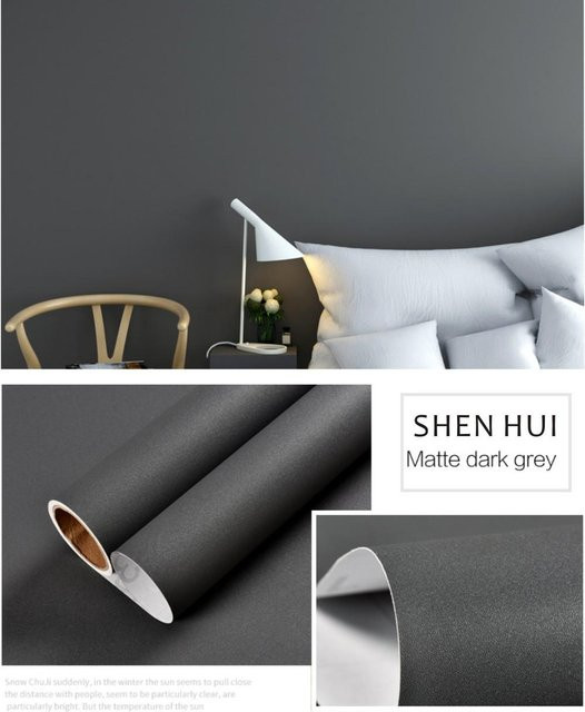 Selbstklebende Tapete Wipon in Grau, Matte Vinyl PVC Wandgestaltung für Wohnzimmer, Küche und Möbel, B: 40 cm, L: 200 cm - Bild 1