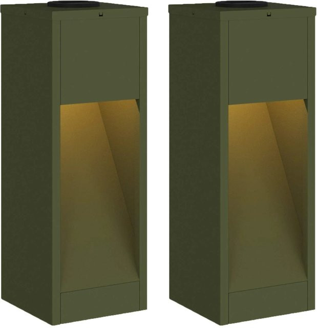 vidaXL Solar LED Wegeleuchten 2er Set aus Metall in Grün für Garten und Terrasse - Bild 1