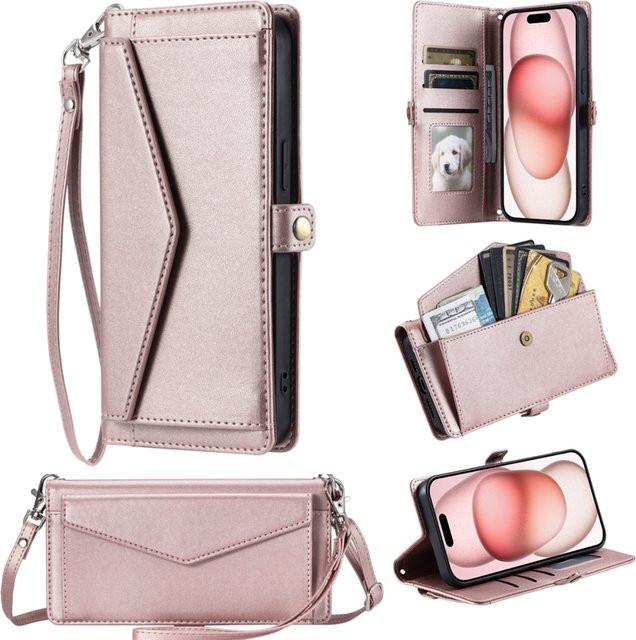 Leder Umhängetasche mit Kartenfach für iPhone Modelle in Lila von aierkeba - Bild 1