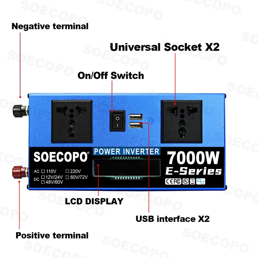 Soecopo Solarstromanlage Komplettset Off-Grid-System mit 200 W Panel und 100 A Controller für Heim- und Camping-Backup, Dual 12V/24V auf 110V/220V, 7000 W - Bild 3