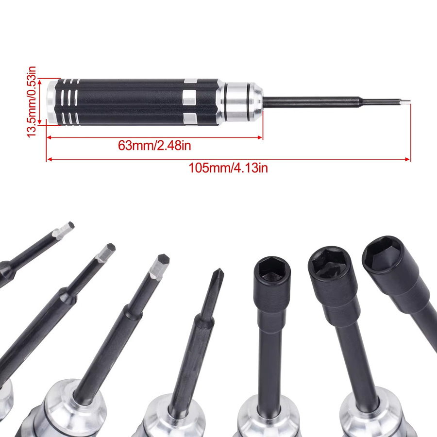 MALOM RC Schraubendreher-Set, Zubehör, 7-teiliges Set, Metall, Schwarz - Bild 2