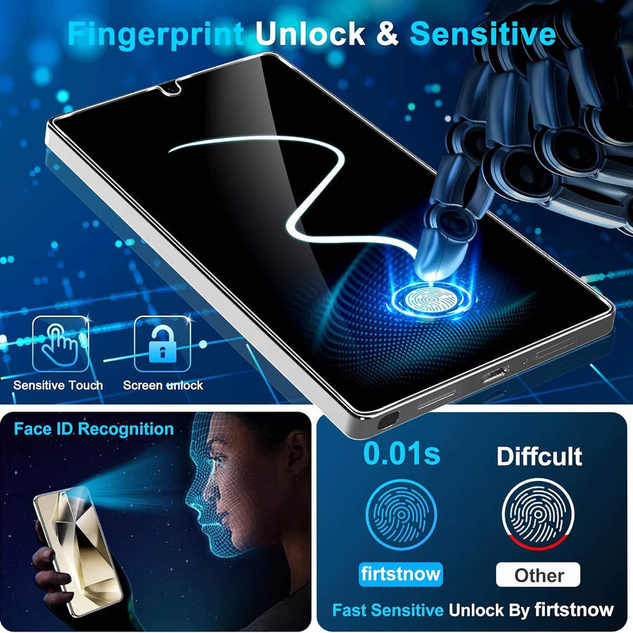 4er-Pack Displayschutzfolie aus gehärtetem Glas für Samsung Galaxy S25 Ultra, 6,9 Zoll, transparent, mit vollständiger Abdeckung und Unterstützung der Ultraschall-Fingerabdruck-Entriegelung - Bild 2