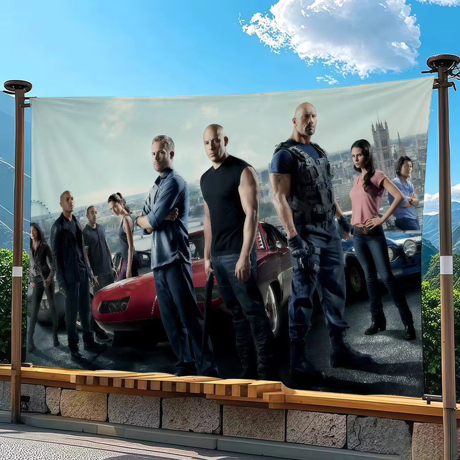 Warner Bros. Fast & Furious Dekofahne als Wandkunst für Party und Outdoor, Mehrfarbig, 40 x 40 cm - Bild 5