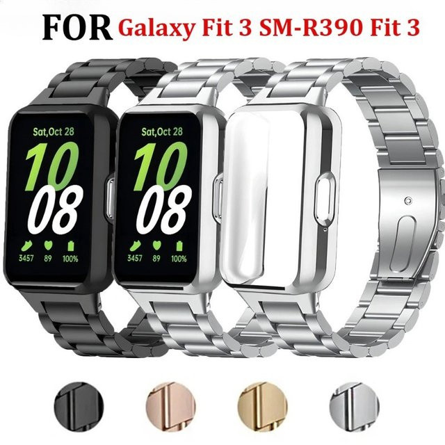 Samsung Galaxy Fit 3 SM-R390, Schutzhülle TPU, Metallarmband Edelstahl, black, Unisex - Bild 1