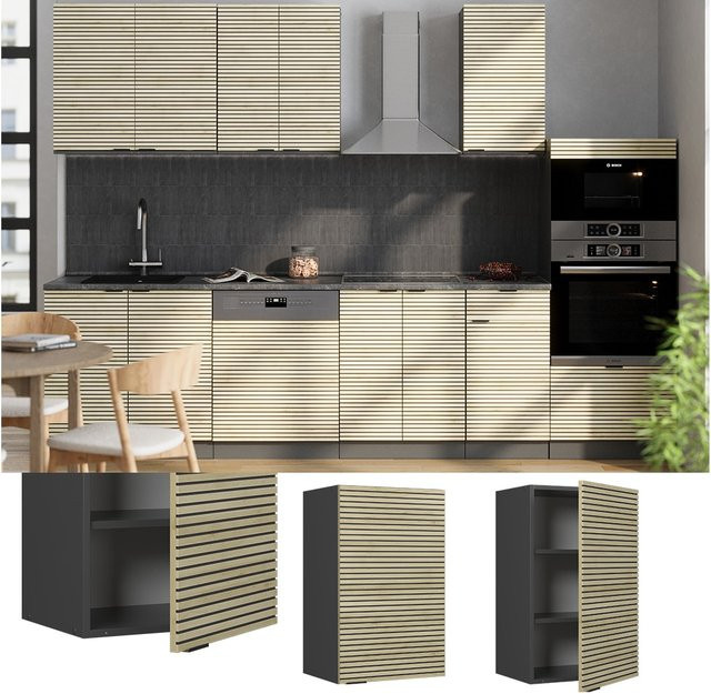 Vicco Hängeschrank Fame-Line in Anthrazit und Eiche mit Soft-Close-Scharnieren und Regalböden, Breite: 45 cm - Bild 1