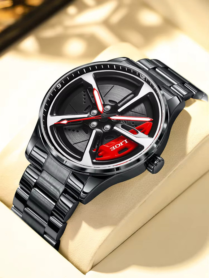 LIGE Armbanduhr Quarz, Edelstahl, Schwarz, Herren - Bild 7