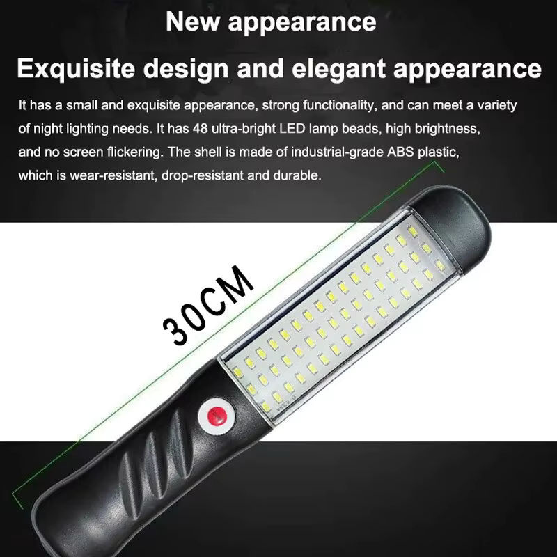 Tragbare magnetische LED-Arbeitsleuchte in Schwarz, USB wiederaufladbare Taschenlampe für Autoreparatur, Angeln und Notfälle - Bild 3