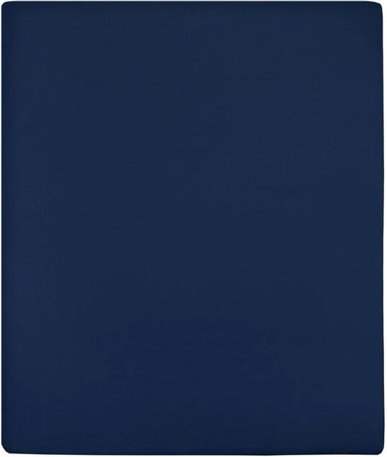 vidaXL Spannbettlaken Set aus Jersey Baumwolle, 2 Stück, Marineblau, B/T: 90 x 200 cm - Bild 1