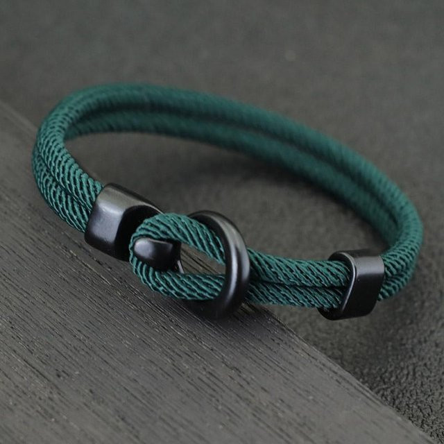 Armband, Paracord, Messing, grün, Herren, 20,5 cm - Bild 1