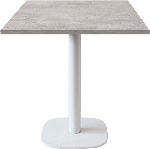 RestooTab Tisch Round quadratisch mit Stein-Dekor in Grau und weißem Gestell, B/T/H: 70 x 70 x 75 cm - Bild 1