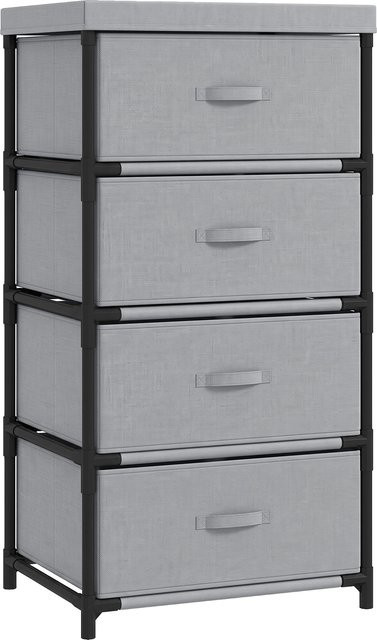 HOMCOM Kommode mit 4 Stoffschubladen und Stahlrahmen in Grau, Sideboard für Schlafzimmer und Wohnzimmer, B/T/H: 42 x 32 x 80 cm - Bild 1