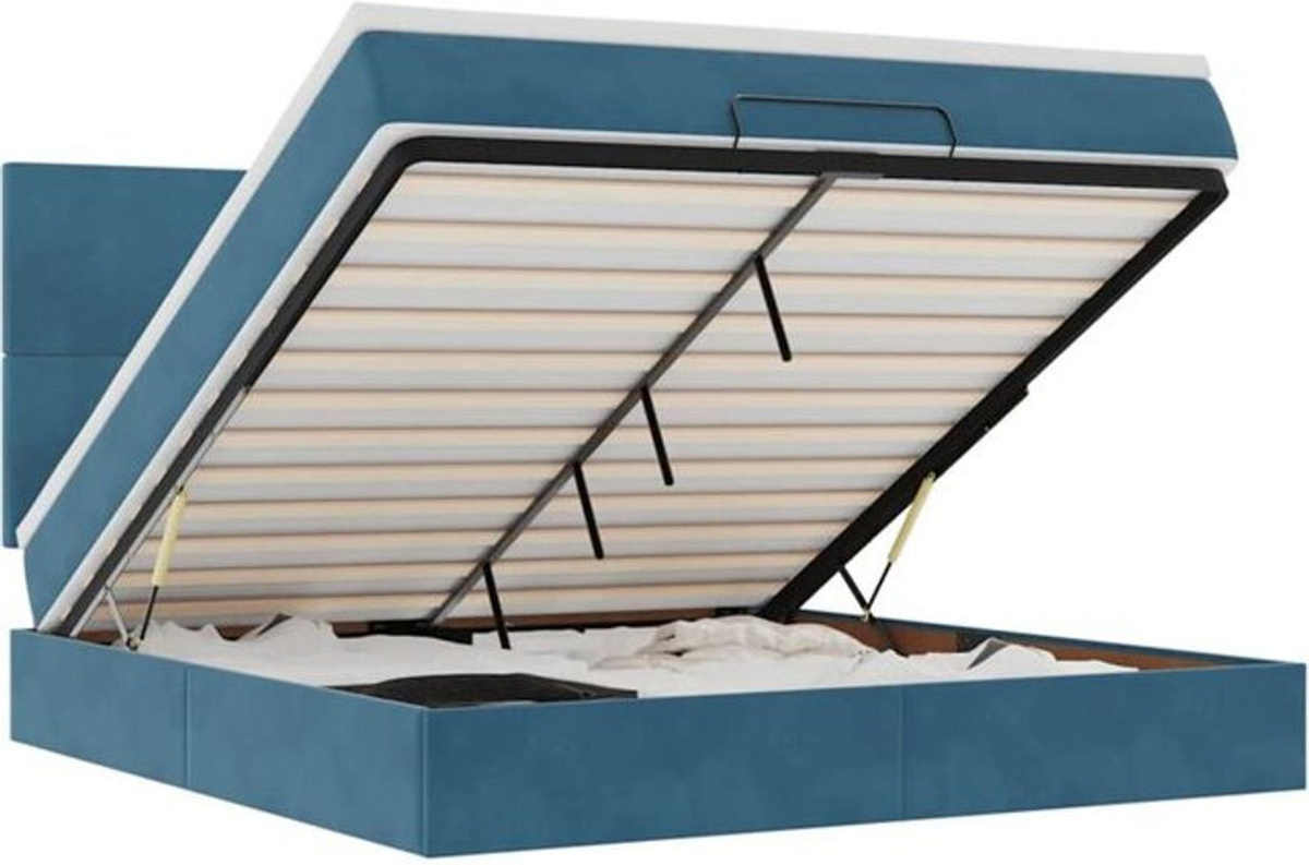 Vidaxl Ottoman Polsterbett mit Matratze aus Samt in Dunkelblau B/T: 180 x 200 cm - Bild 1