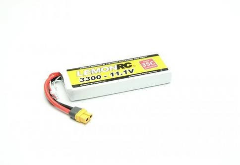 LemonRC LiPo Modellbau-Akkupack 11.1V 3300 mAh 3S 35C Softcase mit XT60 Anschluss in Weiß - Bild 1