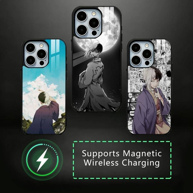 Anime Dr. STONE Asagiri Gen Handyhülle für iPhone 17 16 15 14 13 12 11 Plus Pro mit Unterstützung für magnetisches kabelloses Laden - Bild 1
