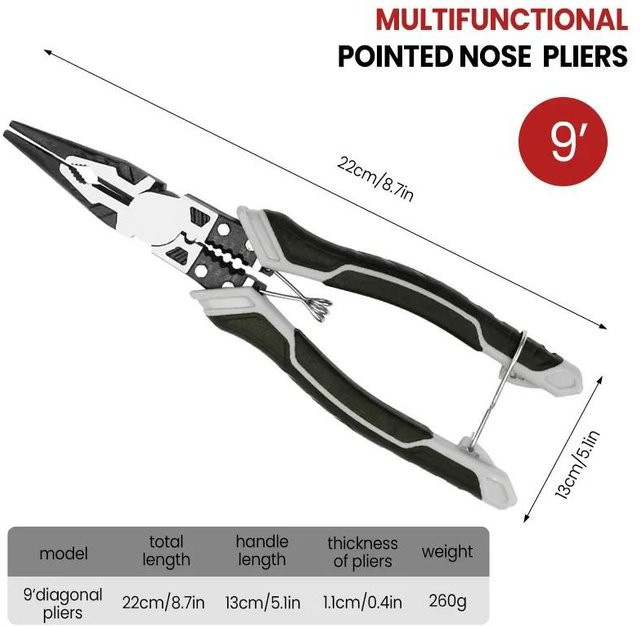 Multifunktionale Universal-Diagonalzange von Yiran Furniture in Schwarz als Kombinationszange und Drahtschneider für Elektriker-Reparaturen - Bild 1