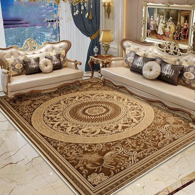 JGJG Flauschiger Plüschteppich in Beige, Europäischer Stil, Rutschfest und Waschbar, B x T: 100 x 200 cm - Bild 1