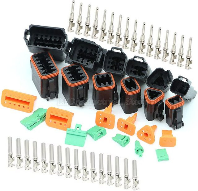DT-Serie Automotive-Elektrosteckverbinder Set, wasserdicht mit verbesserter Abdichtung, Schwarz, verschiedene Pin-Konfigurationen (2/3/4/6/8/12 Pin) mit Stecker und Buchse - Bild 1