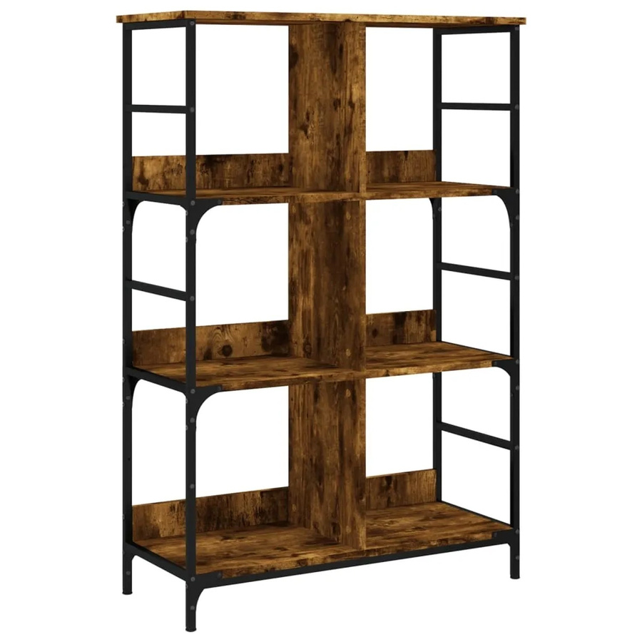 vidaXL Bücherregal im Industrial Design in Räuchereiche, Wandmontage, B/T/H: 78,5 x 33 x 117,5 cm - Bild 2