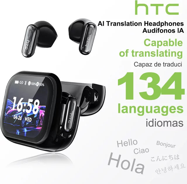 HTC NE68 Bluetooth In-Ear Kopfhörer mit AI Translator und LCD-Bildschirm in Schwarz - Bild 1