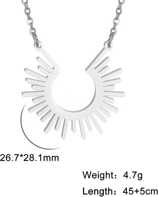 Halskette Sonnenstrahl Anhänger, Edelstahl, Damen, 45-50cm, weiß - Bild 1