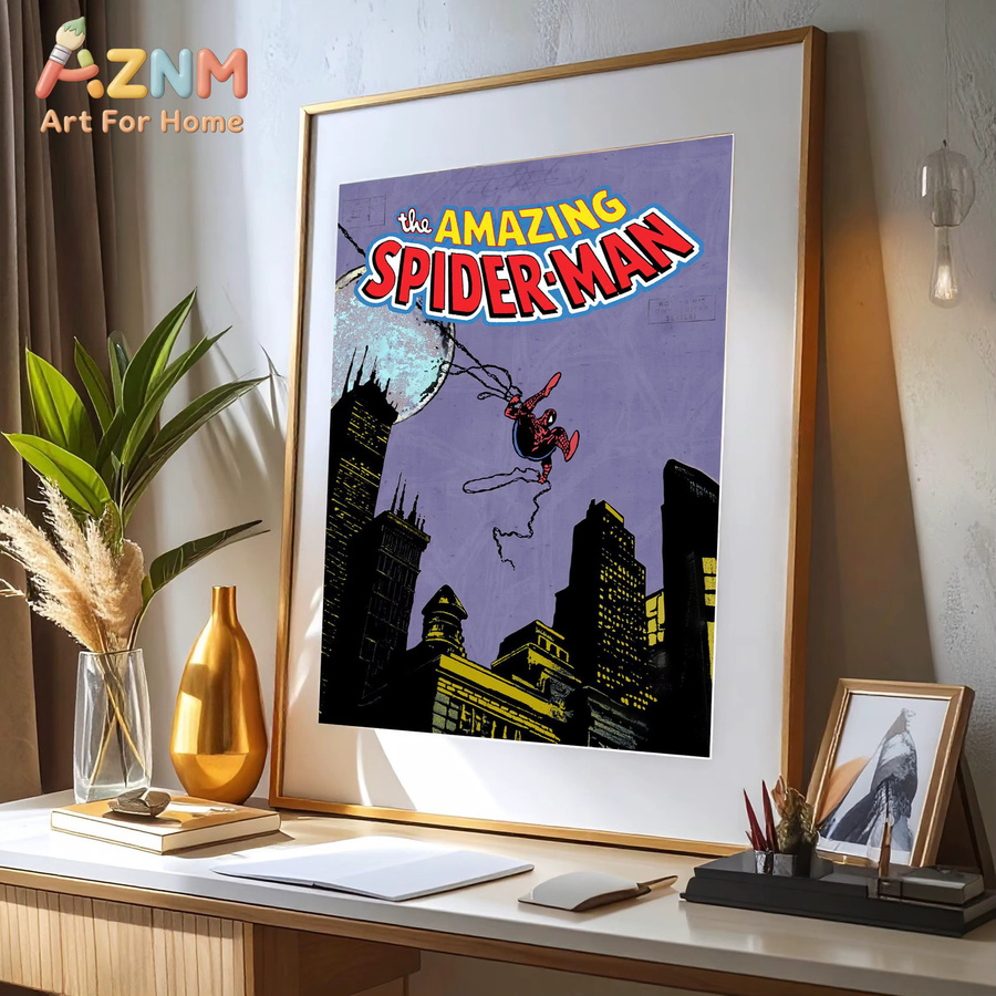 KAYOU Spider-Man Comic-Buch-Poster Retro Marvel Wandkunstdruck Illustration Mehrfarbig - Bild 4