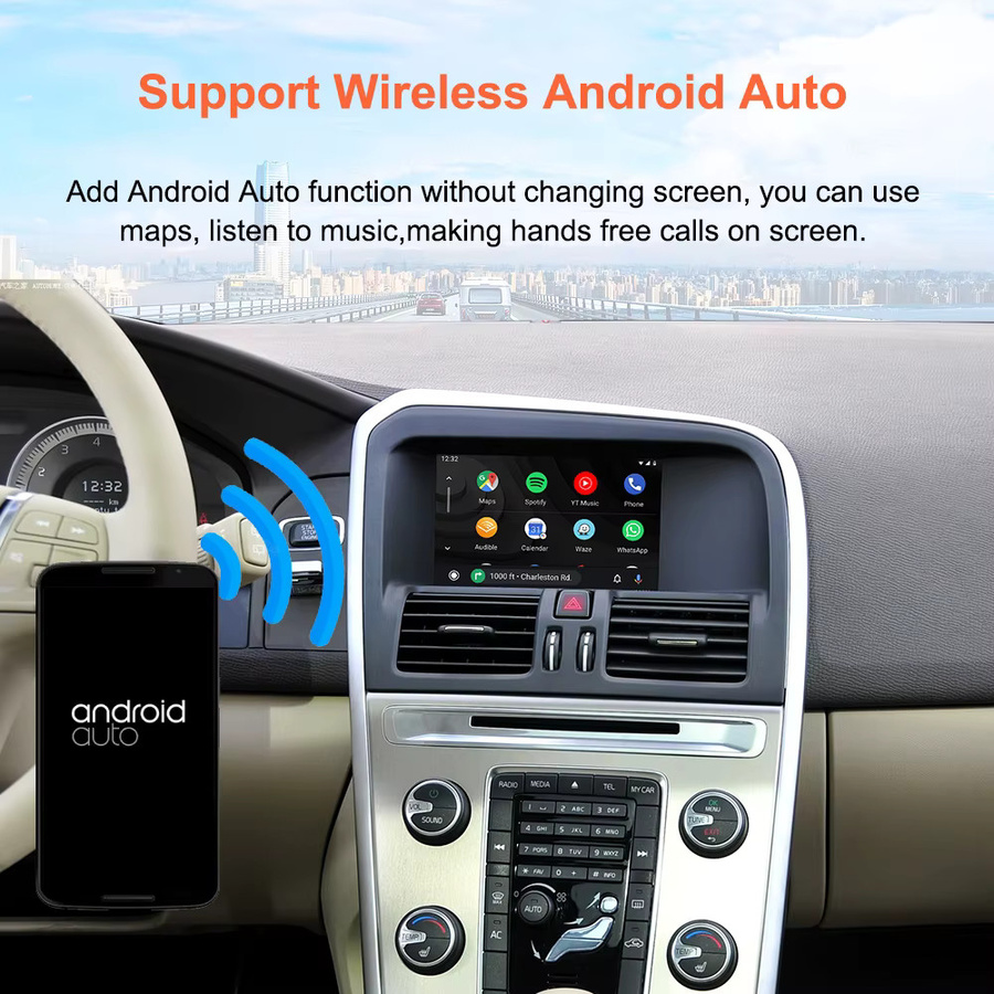 Bonroad Wireless Carplay und Android Auto Nachrüstkit für Volvo V40 V60 S60 XC60 V70 XC70 S80 (2010-2015) mit 7 Zoll Bildschirm in Schwarz - Bild 4